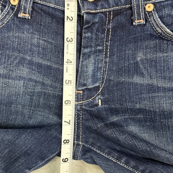 7 For All Mankind Dojo Crop Denim Jeans Wide Leg Size 28 Dark Wash Y2k Retro - Picture 4 of 9